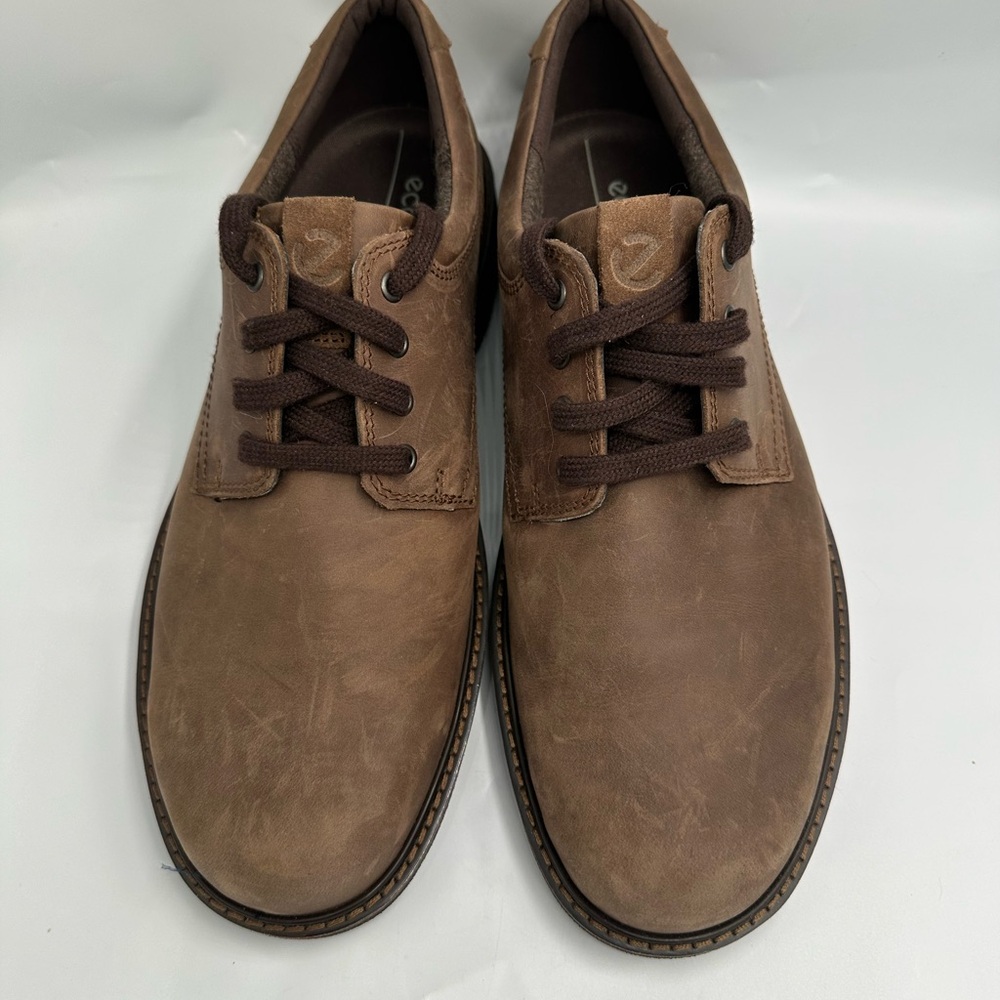ECCO Shoes Mens Size 12-12.5 / EU 46 Leather Brown Lace-Up Derby Dress Shoe Heel - Picture 8 of 11